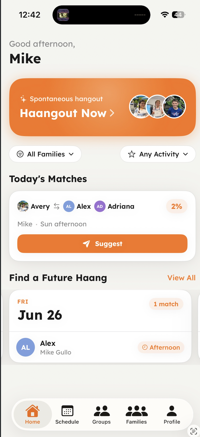 Haangout app home screen
