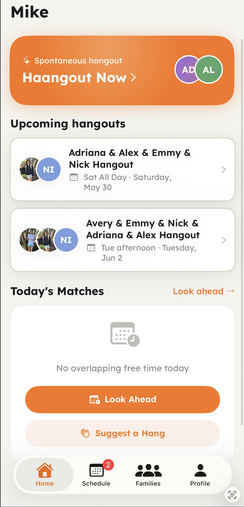 Upcoming hangouts